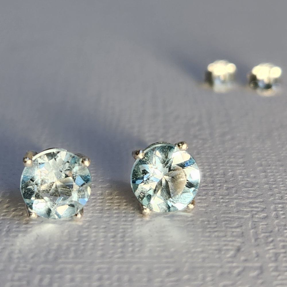 Lrg Semi VTG 2ctw Icey Topaz Open Lattice 925 Stud Earrings 6mm High Brilliance - Picture 14 of 16